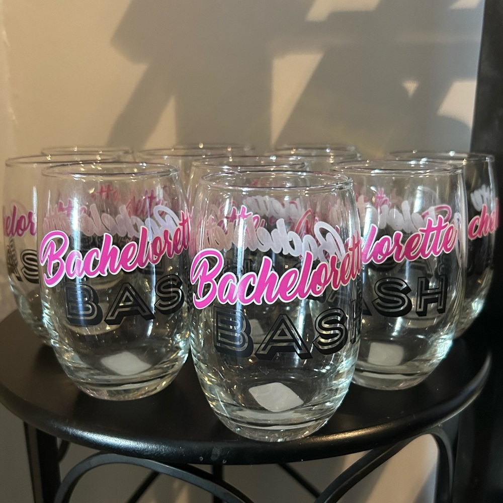 12 Bachelorette Bast Stemless Wine Glasses…
